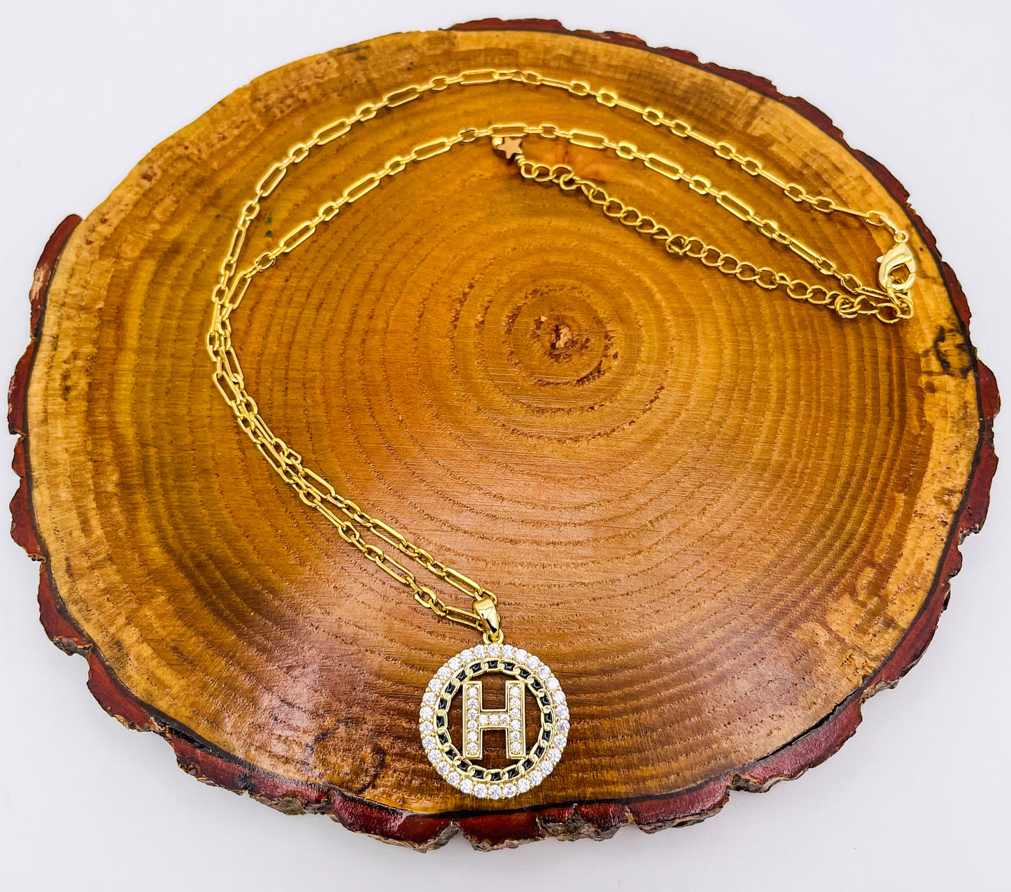 16k Gold H Brand Pendant Necklace