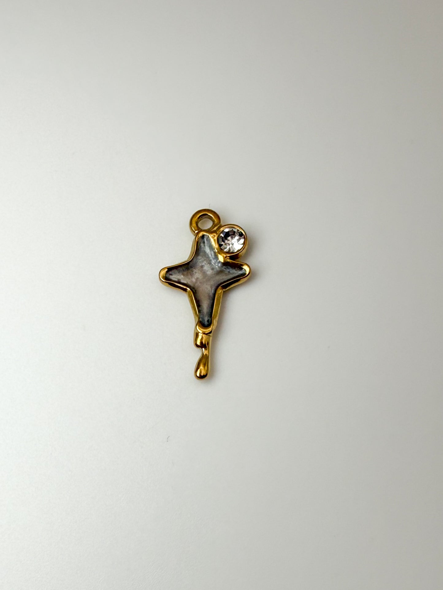 Stainless Steel Gold Dripping Star Charm