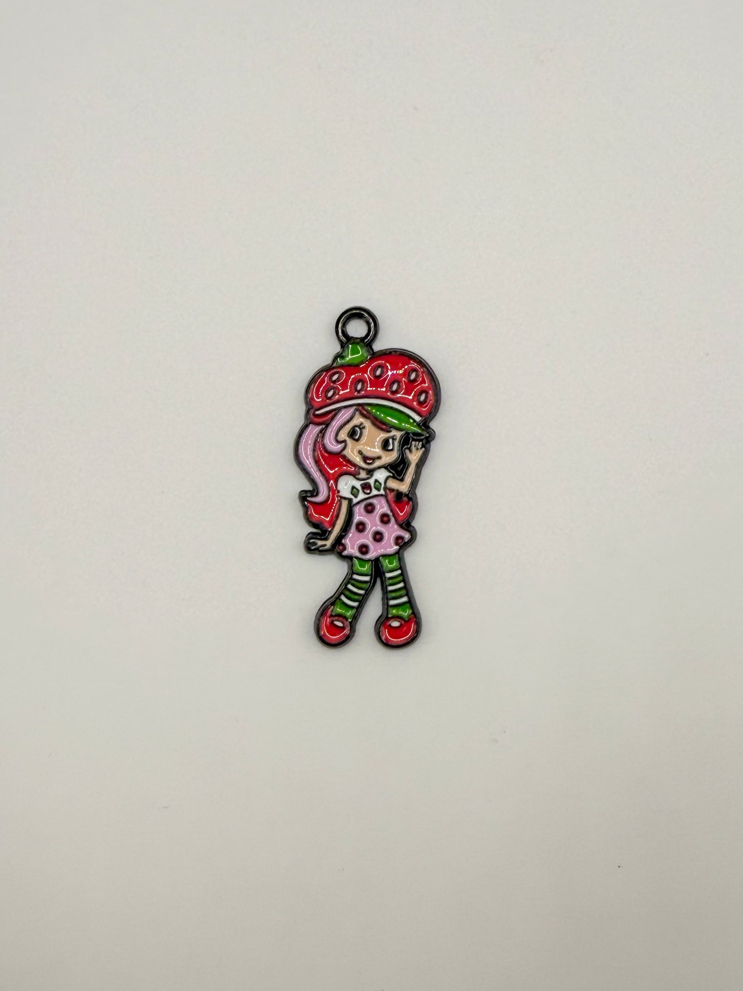 Strawberry Girl Metal Charm