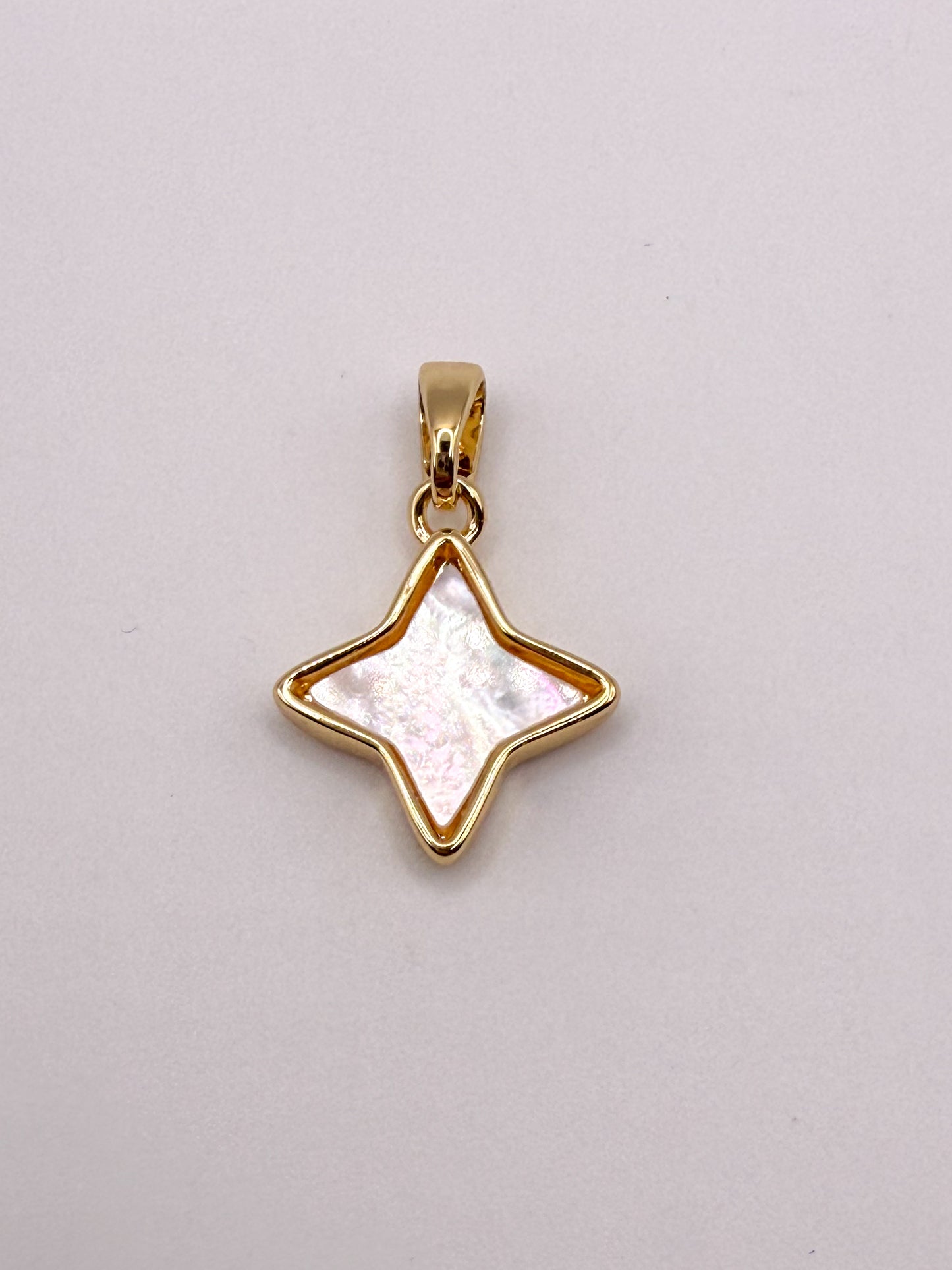 Natural Abalone Shell & Mother of Pearl Shell Clover & Star Gold Charm Pendants