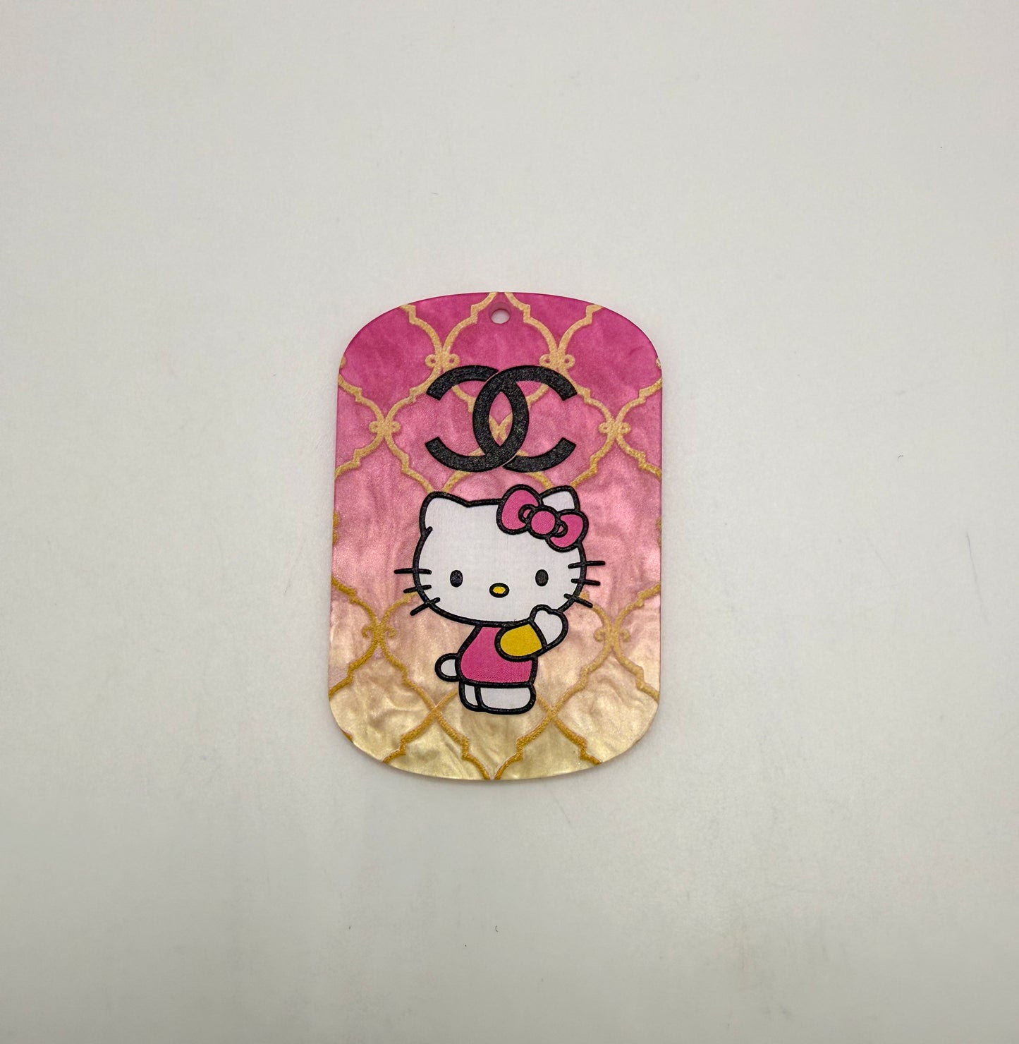 CC Designer Hello Kitty Acrylic Dog Tag DIY Keychain Charm Accessory