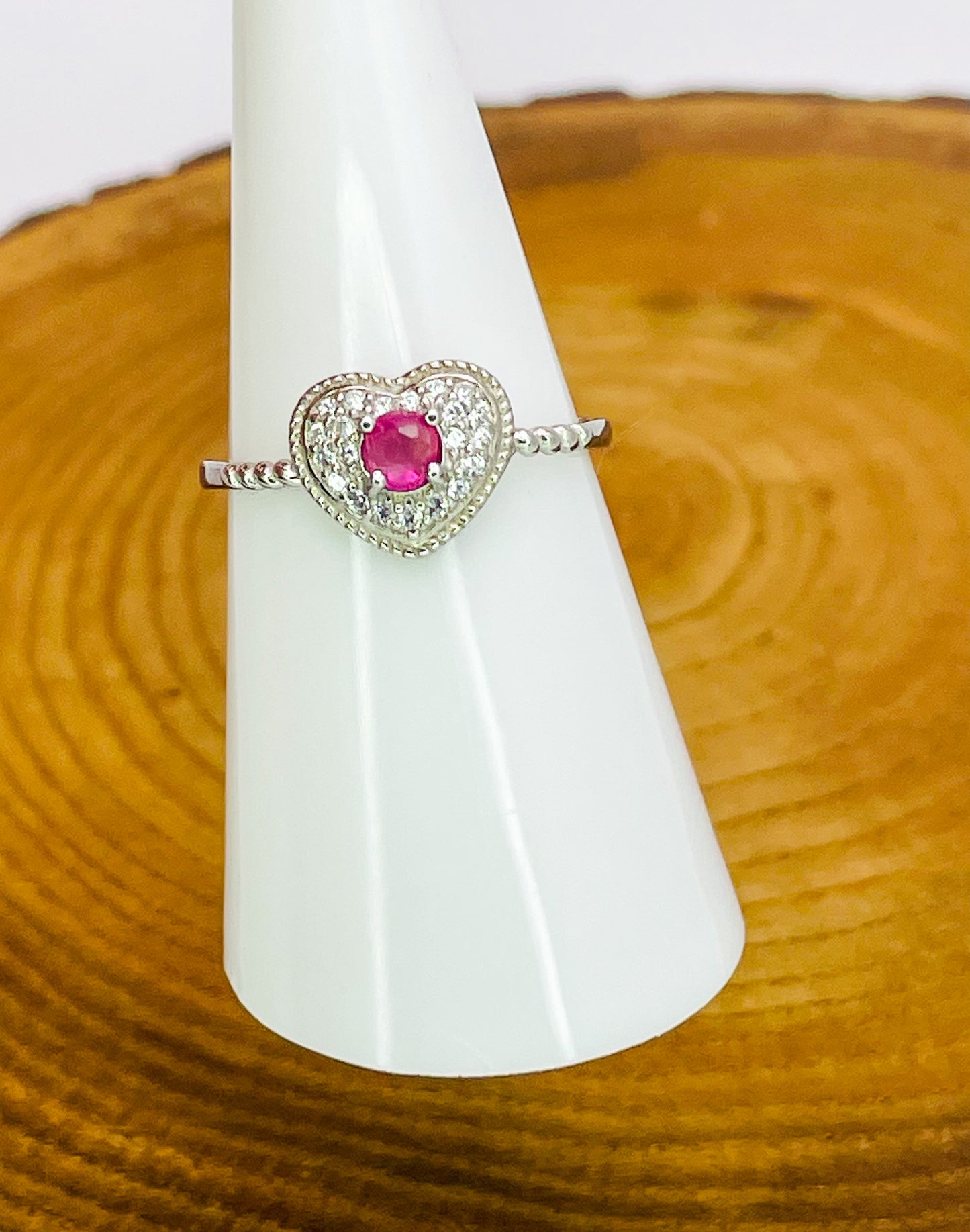 Sterling Silver S925 Natural Ruby Adjustable Rings