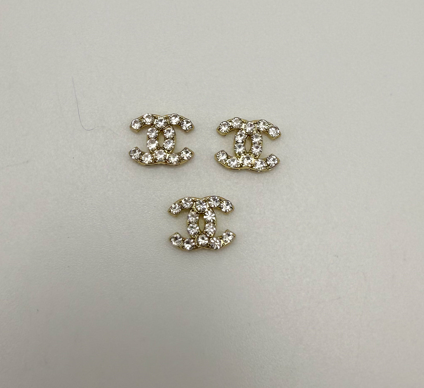 Mini Bling Silver & Gold Flat Back LV & CC Designer DIY Nail Charms