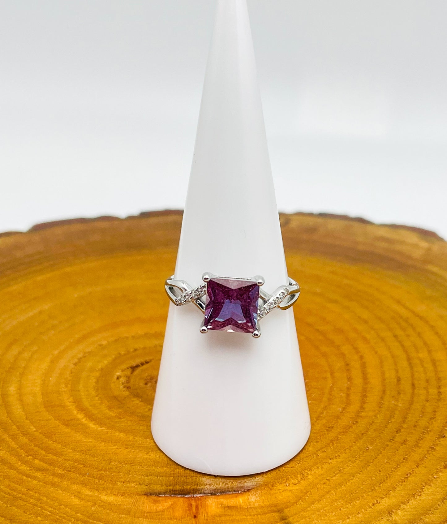 Sterling Silver Alexandrite Square Infinity Adjustable Ring