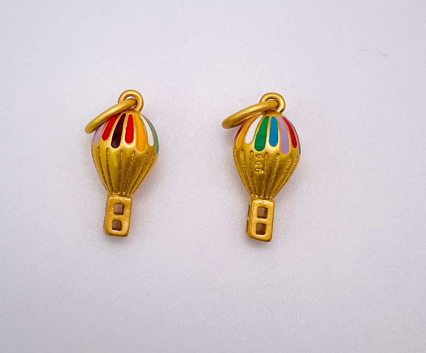 Enameled Hot Air Balloon S999 Gold Charms