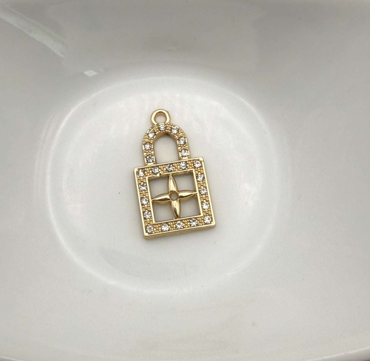 Golden LV inspired Clover Lock Metal DIY Charm