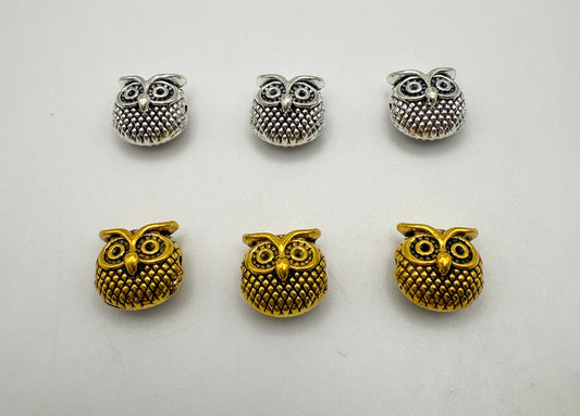 Gold & Silver Owl Spacer Charm Beads