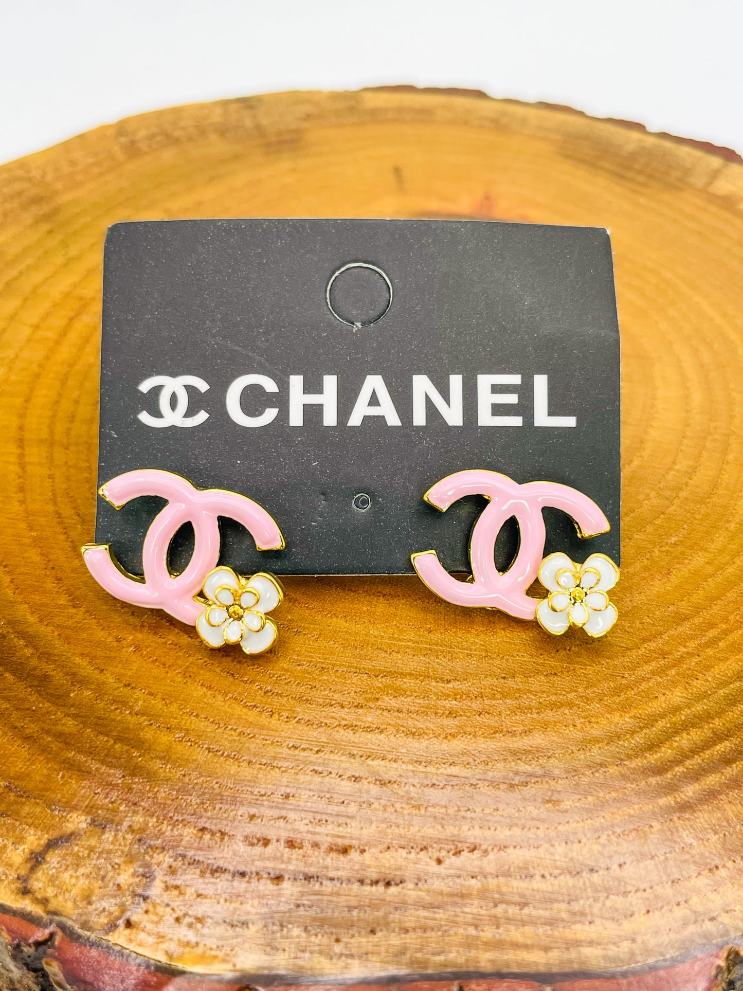 CC Colorful Enamel Gold Stud Earrings