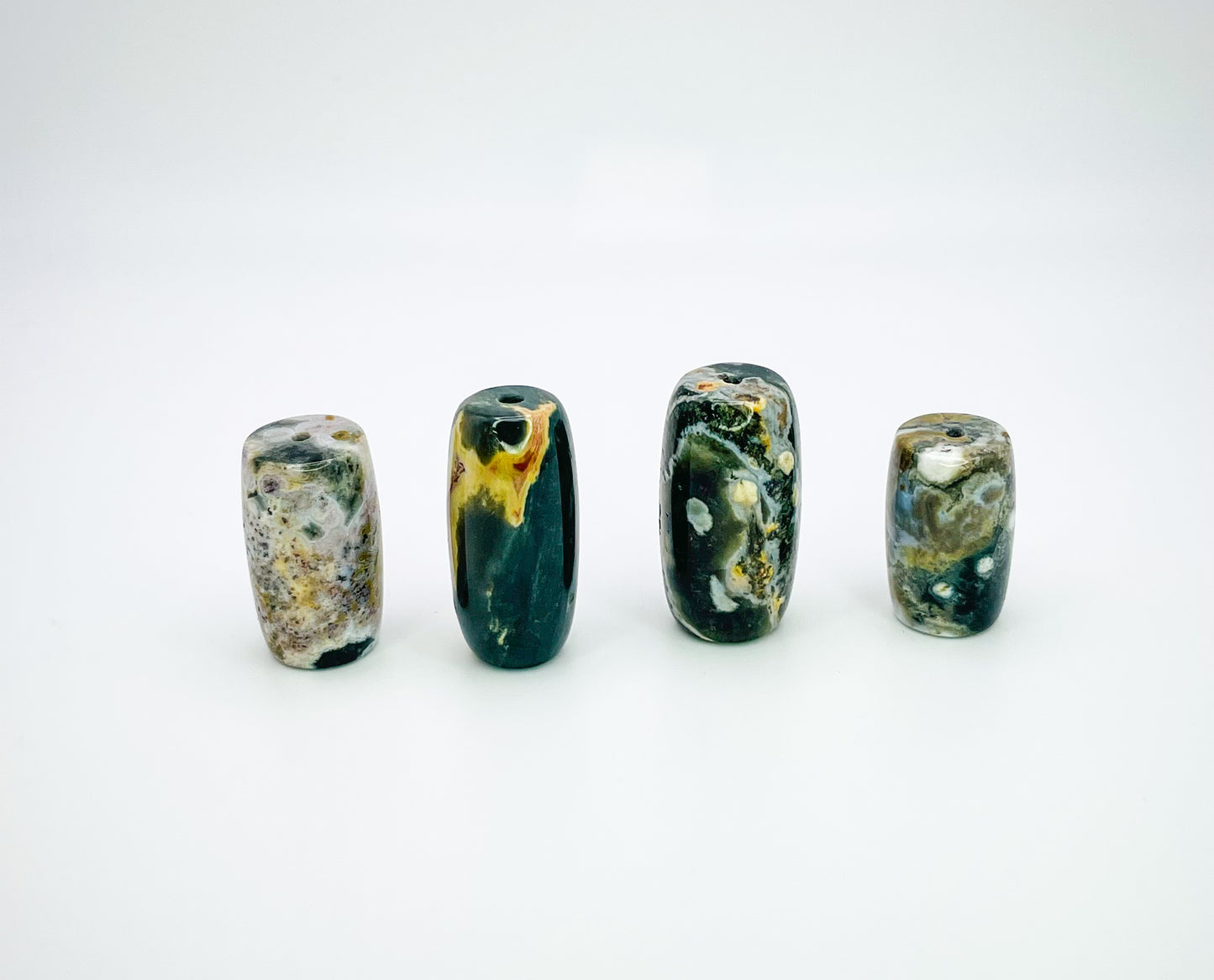 Natural Ocean Jasper Focal Barrel  Crystal Beads