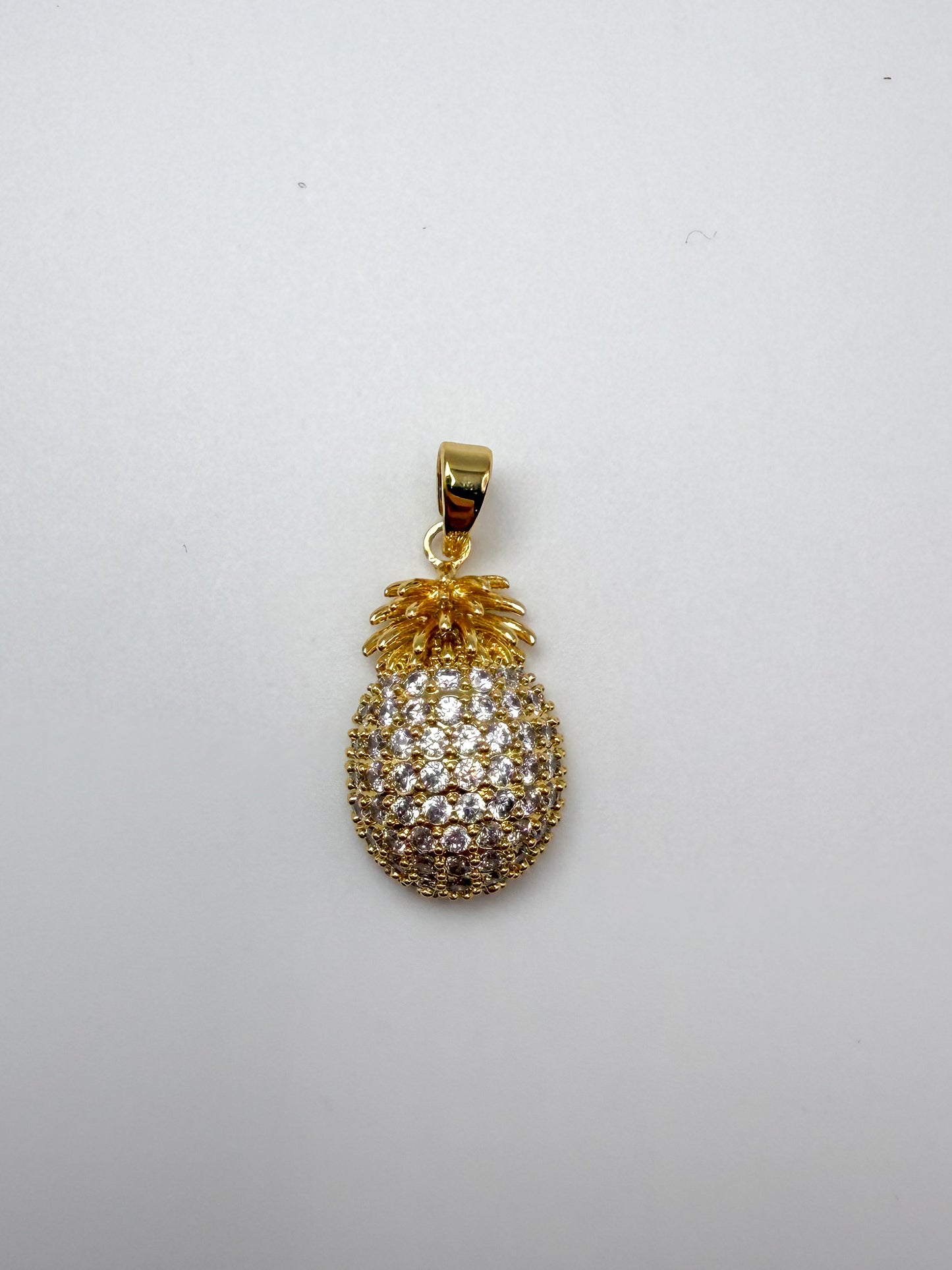 Gold Zircon Covered Pineapple Charm Pendant