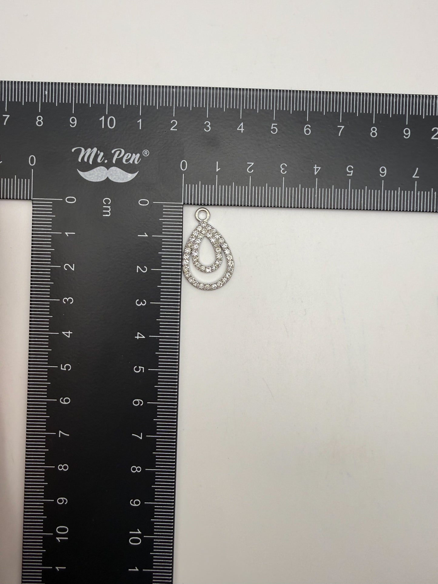 Elegant Rhinestone Double Teardrop Metal Charms