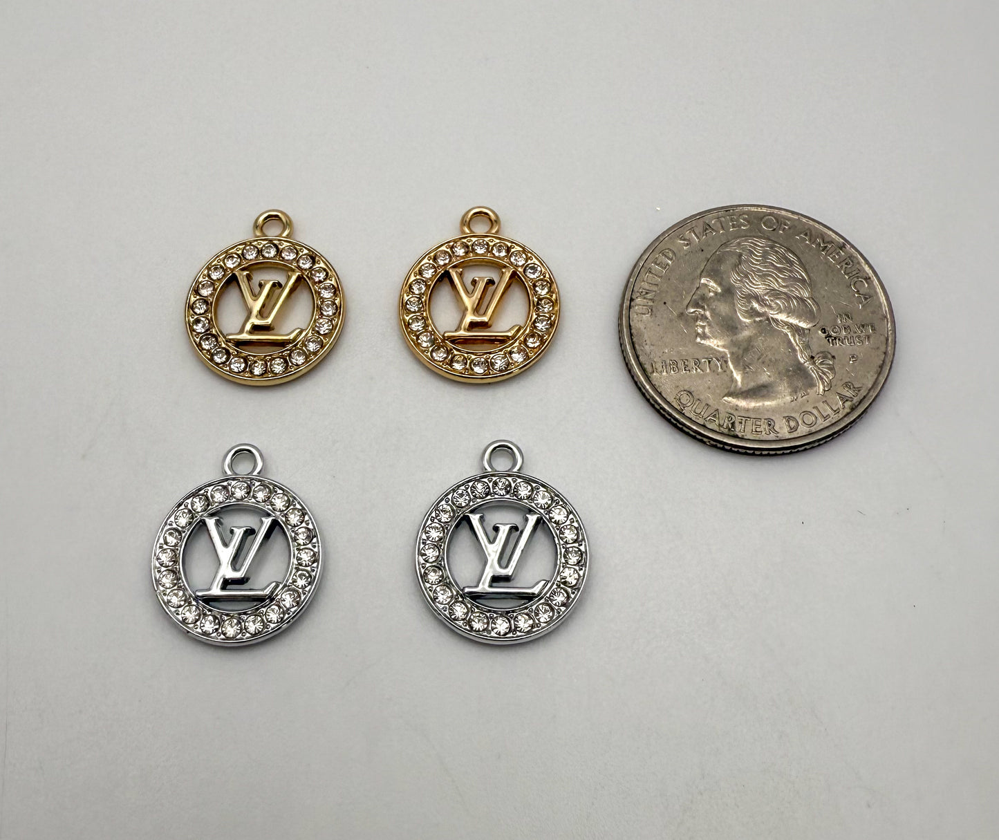 Round LV Designer Gold and Silver DIY Charms