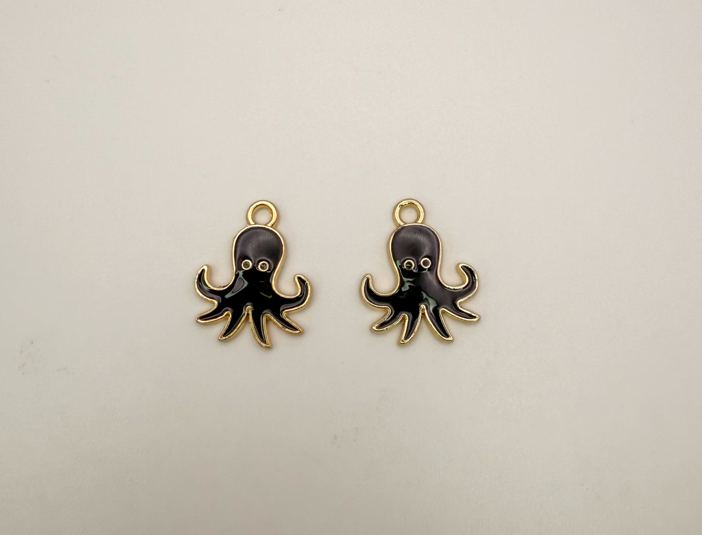 Black Enamel Octopus Gold Charm