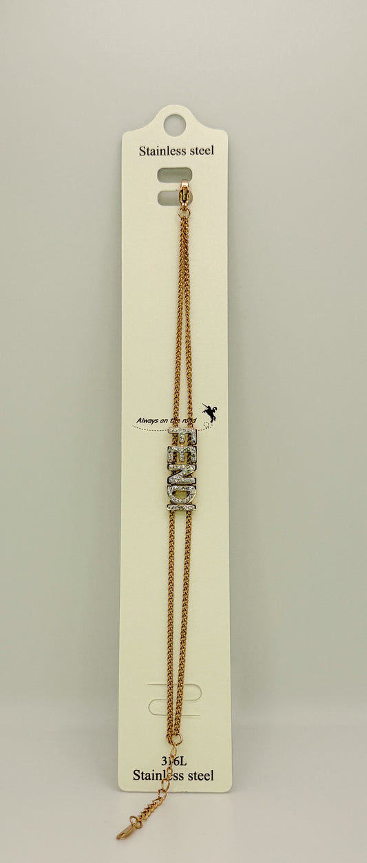 Rose Gold Fendi Designer Adjustable Bracelet