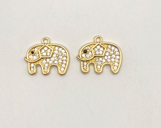 Gold Sparkling Elephant DIY Charm