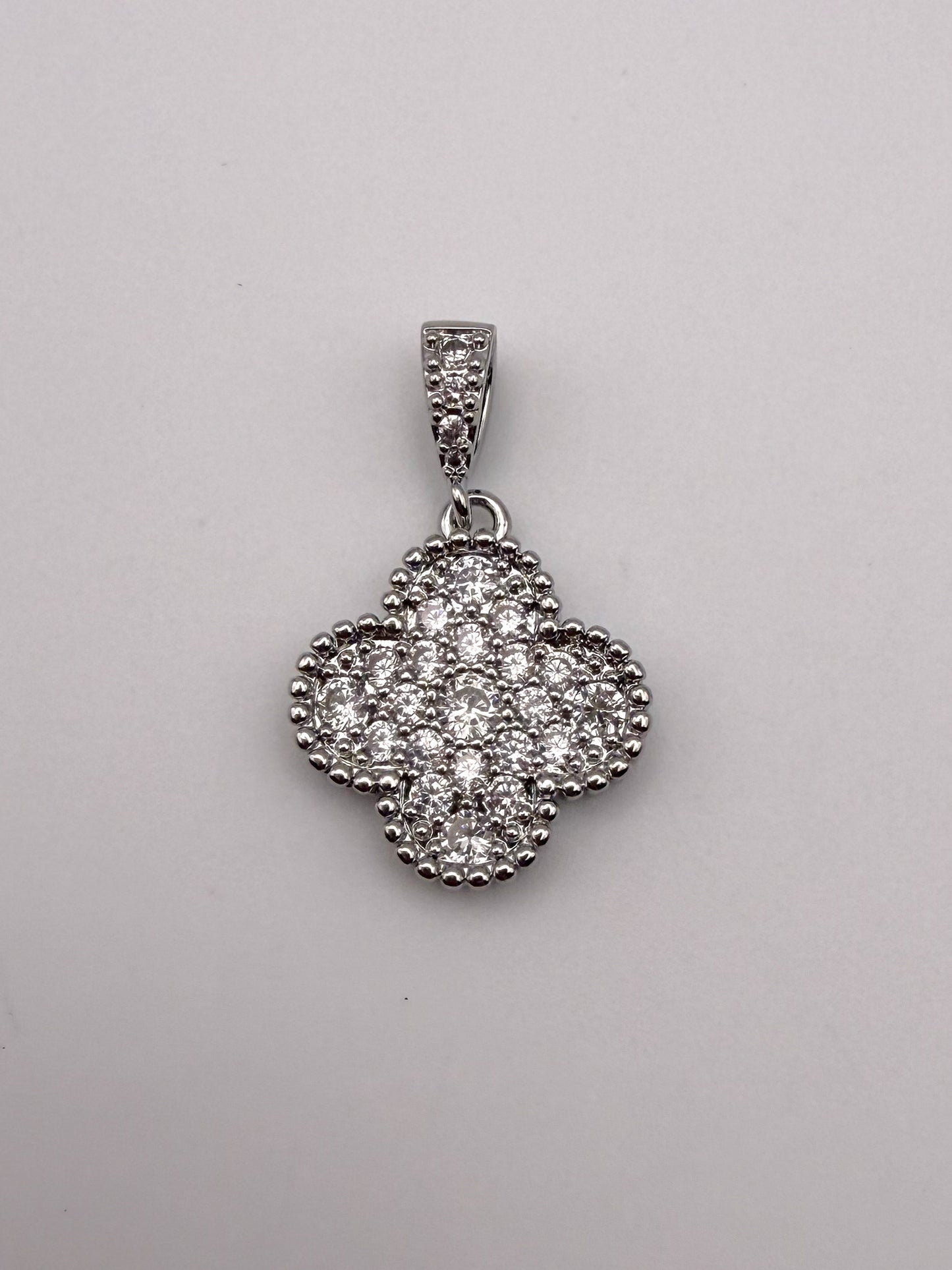 Gold & Silver Zircon Covered Clover  Charm Pendants