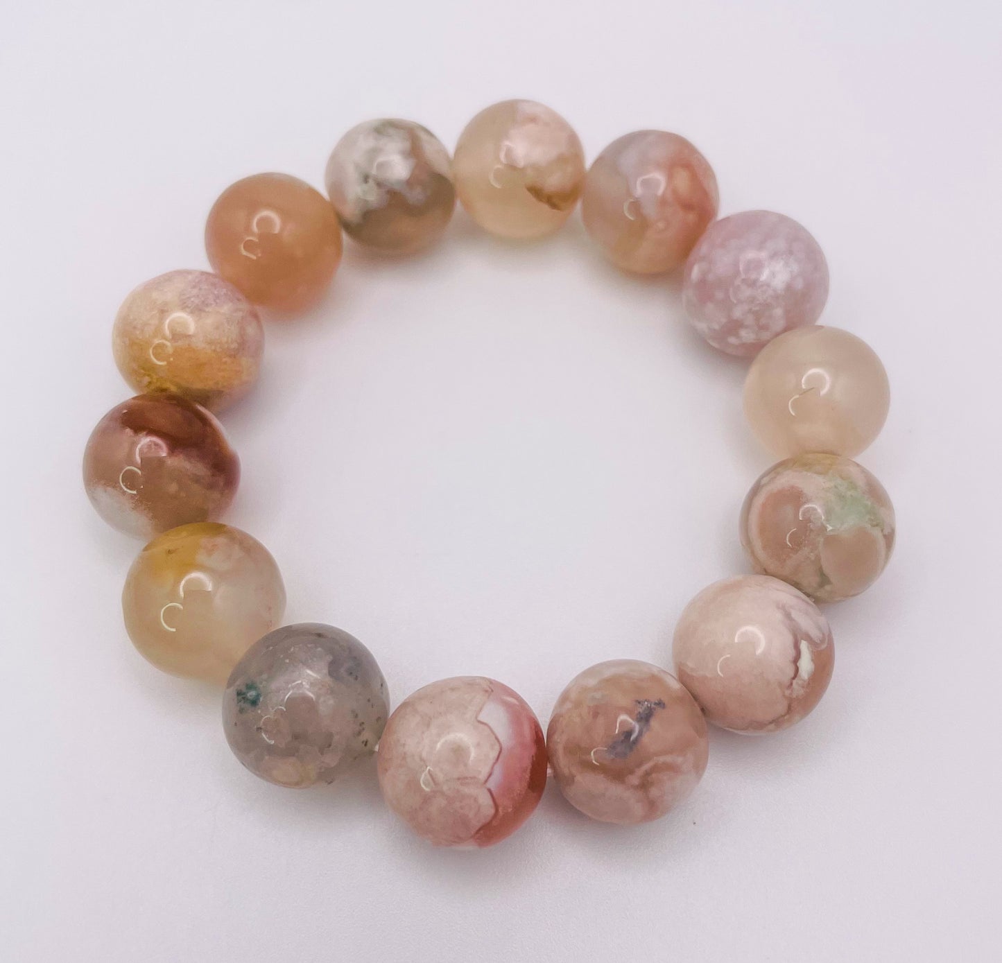 Natural Sakura Flower Agate Crystal Bracelet