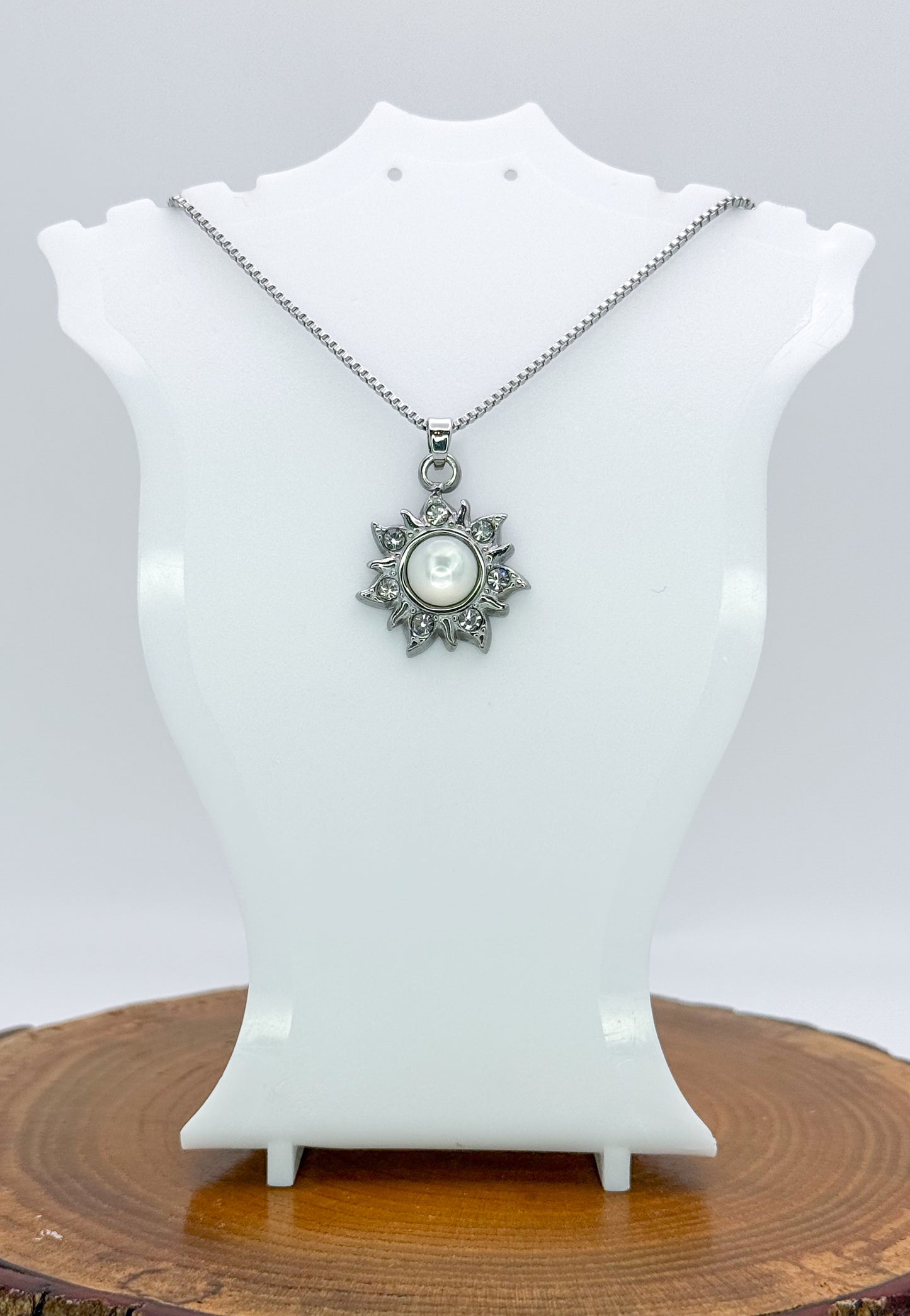 Sun Burst Necklace-Natural Gemstone Stainless Steel Sun Pendant Adjustable Necklace