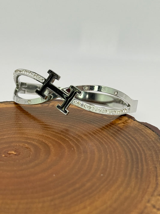 Silver Stainless Steel Hermes Designer Bangle Bracelet