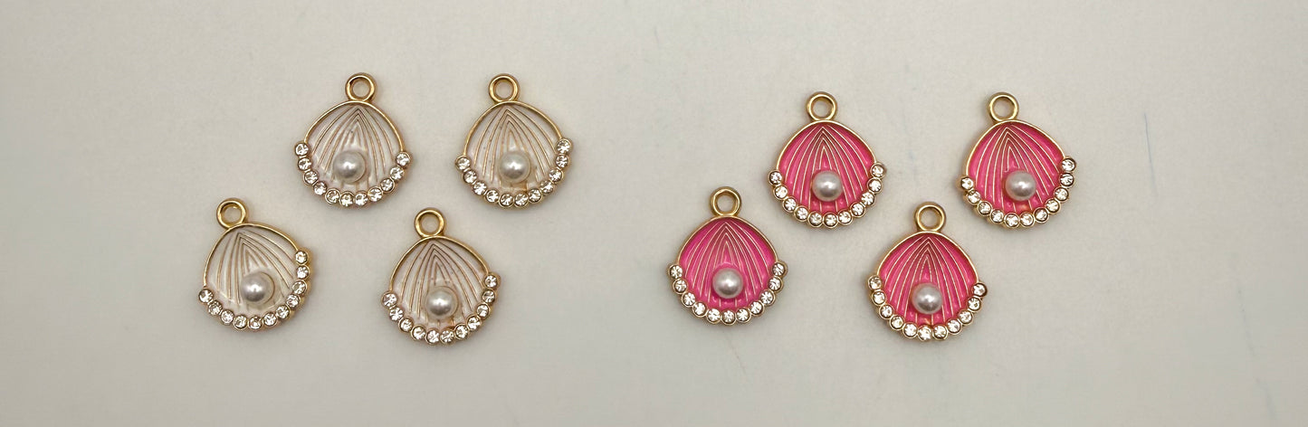 Gold Pink or White Shell DIY Charm Set