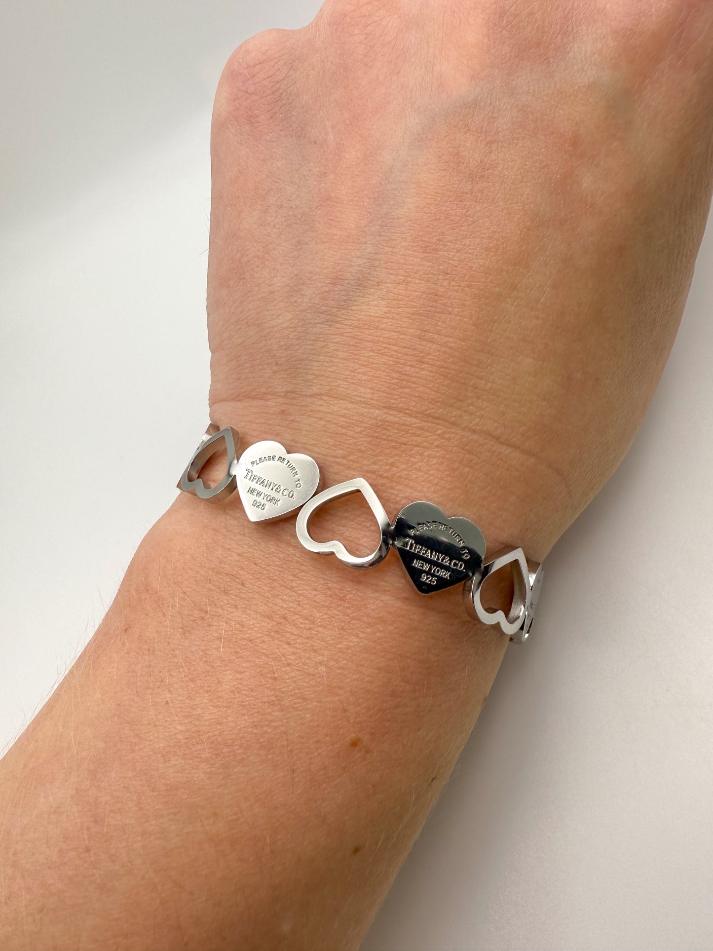 Open Front Tiff n Co. Silver Stainless Steel Bangle Bracelet
