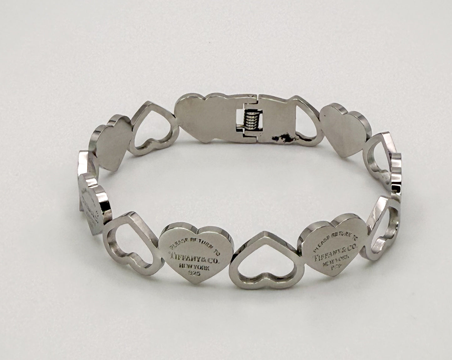 Open Front Tiff n Co. Silver Stainless Steel Bangle Bracelet