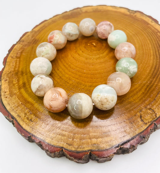 Natural Sakura Flower Agate Crystal Bracelet