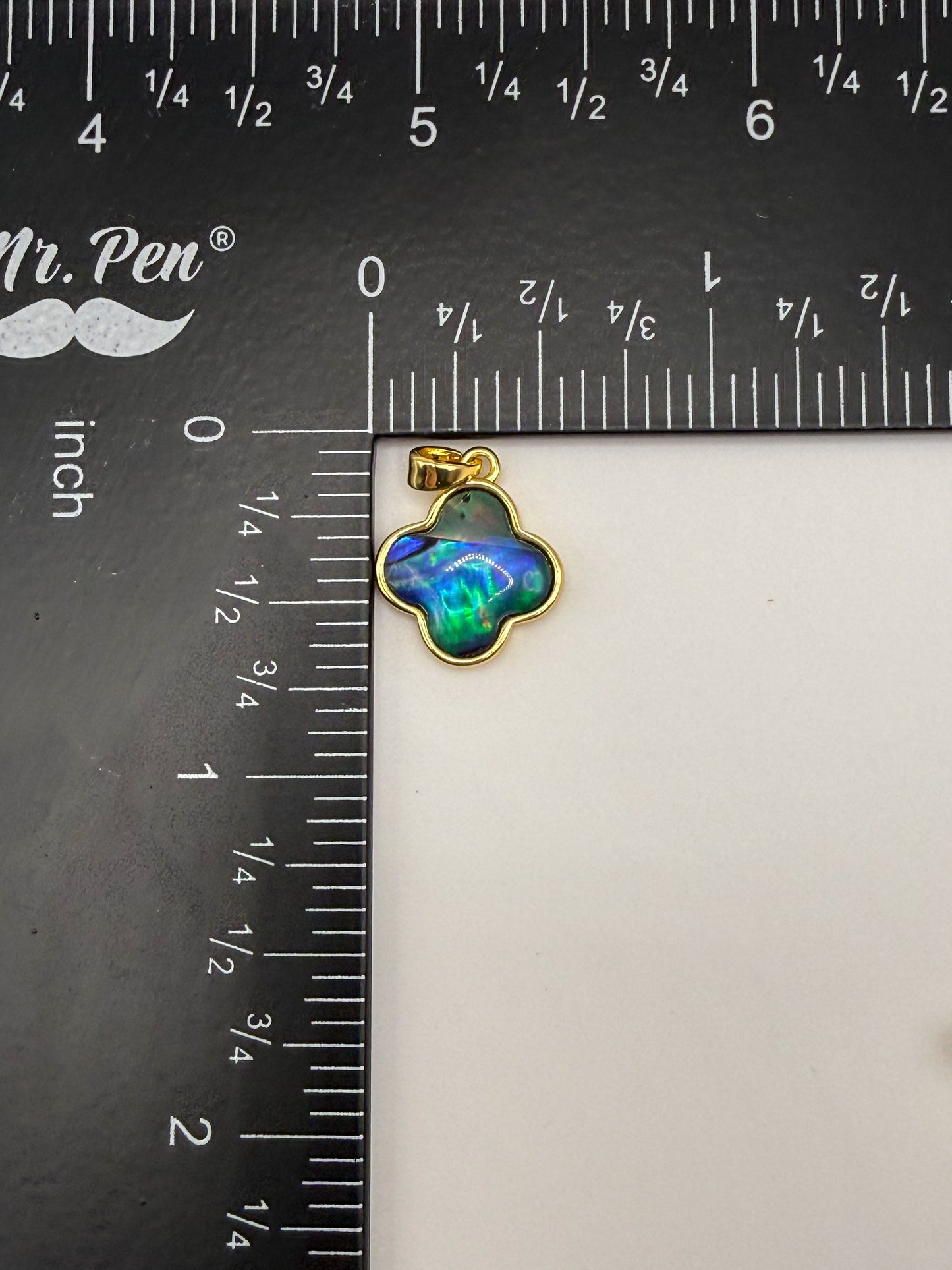 Natural Abalone Shell & Mother of Pearl Shell Clover & Star Gold Charm Pendants