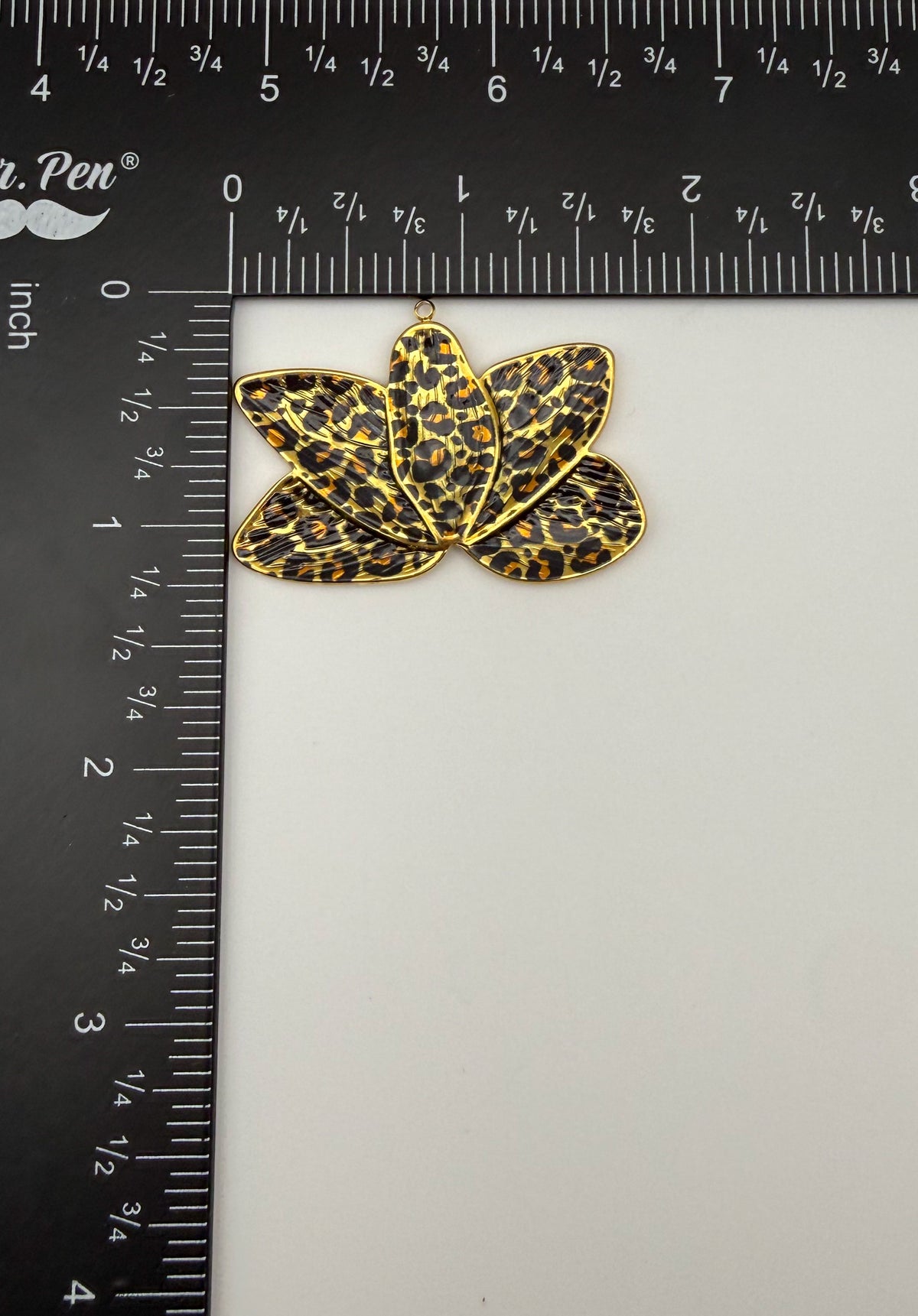 Gold Stainless Steel Leopard Print Flower Charm Pendants