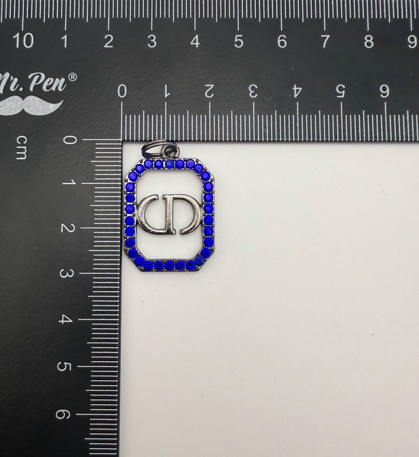 Color Rhinestone High Quality CDior Black Metal Charm Pendants