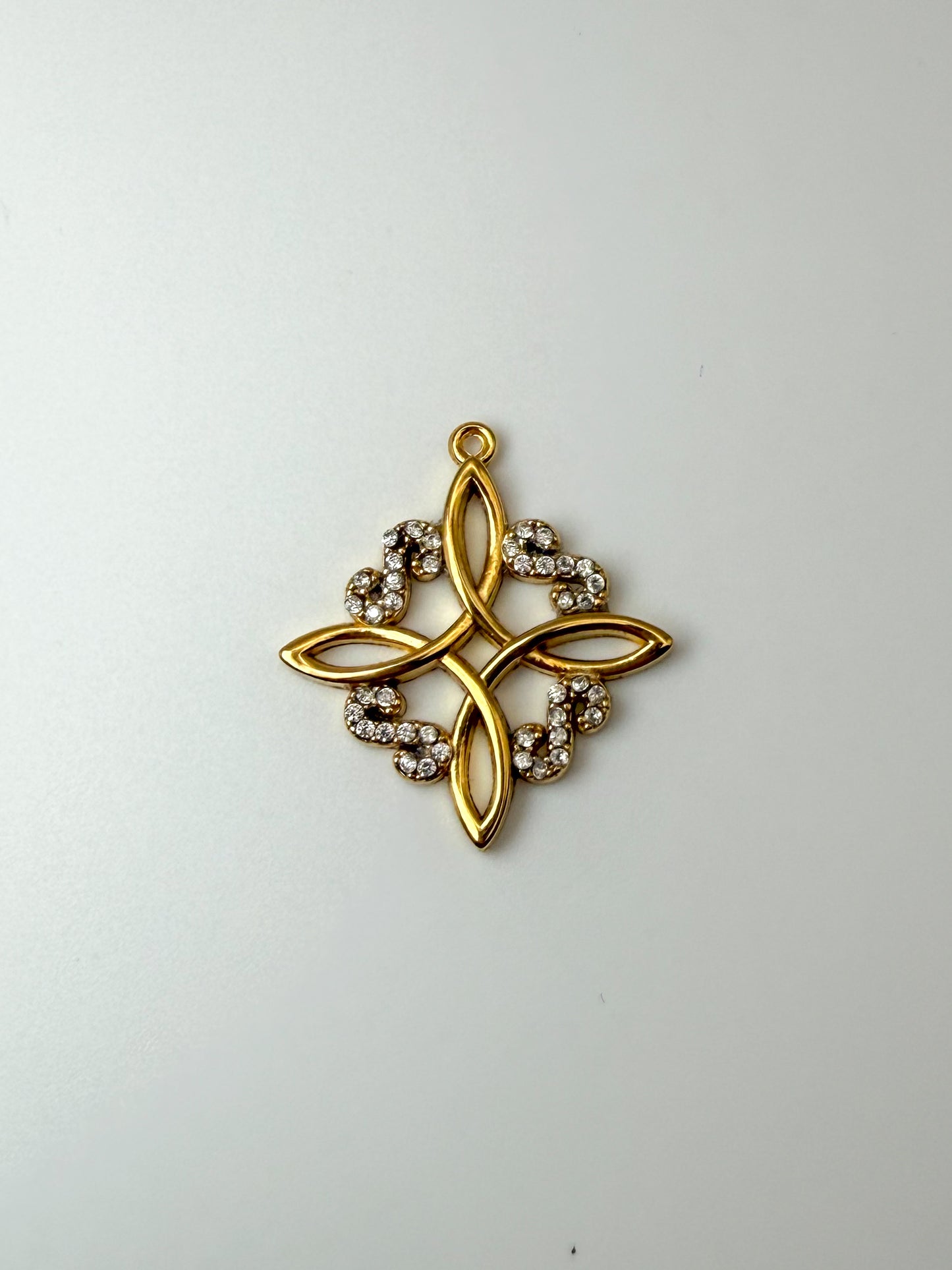 Stainless Steel Gold Statement Emblem Charm Pendant
