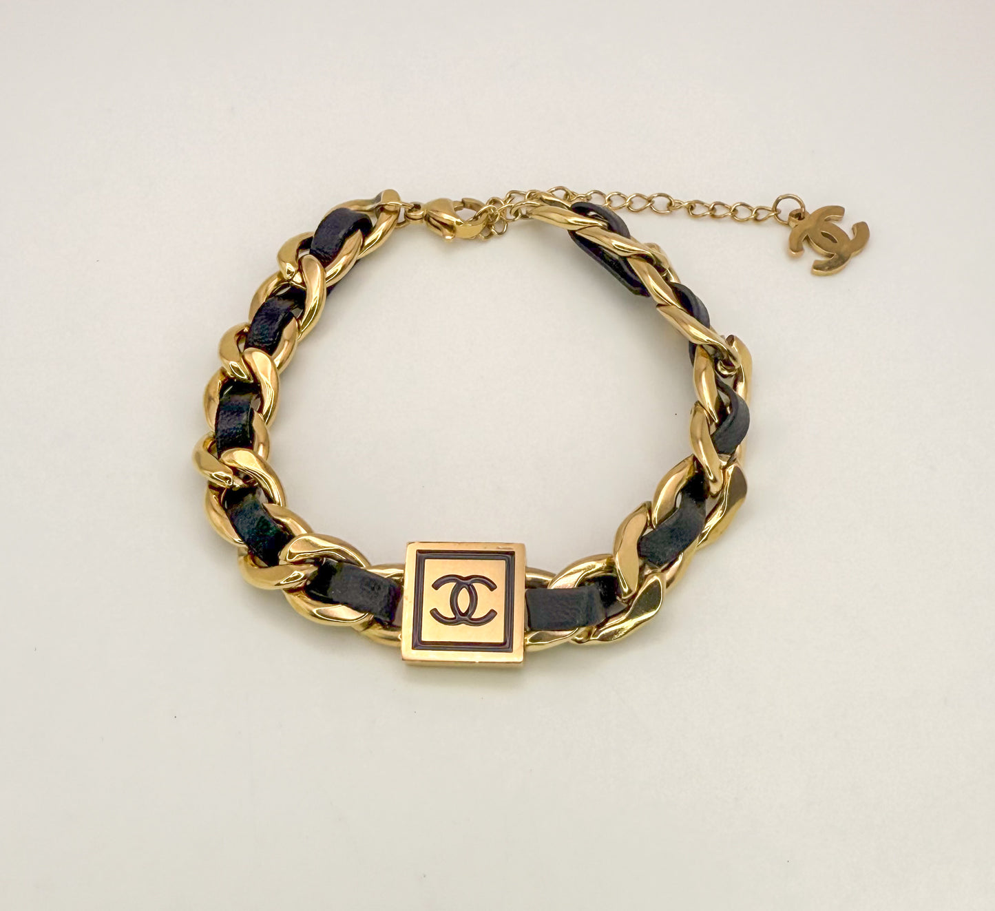 Chanel Gold & Leather Necklace Bracelet Set