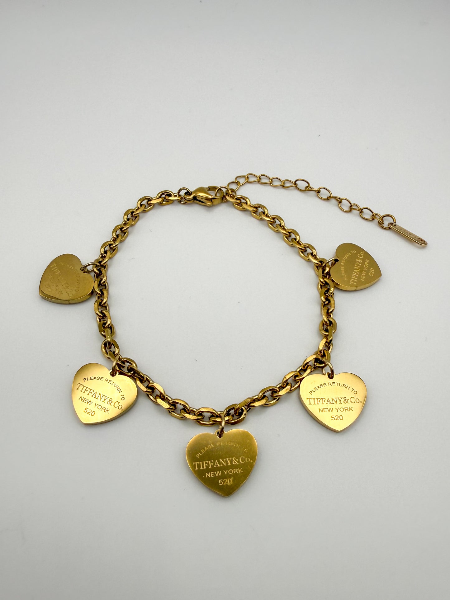 Gold & Silver T&Co Dangle Charm Chain Bracelet