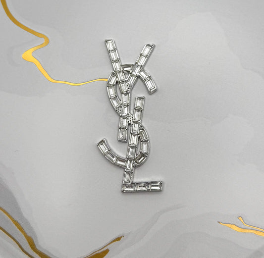 Silver Big Size Crystal Clear YSL & Dior DIY Metal Charms
