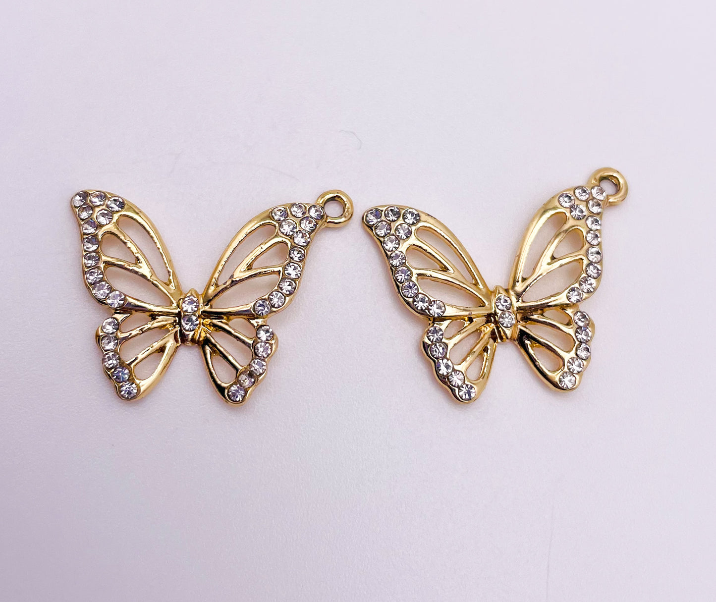 Gold Zircon Butterfly Charm Pendant