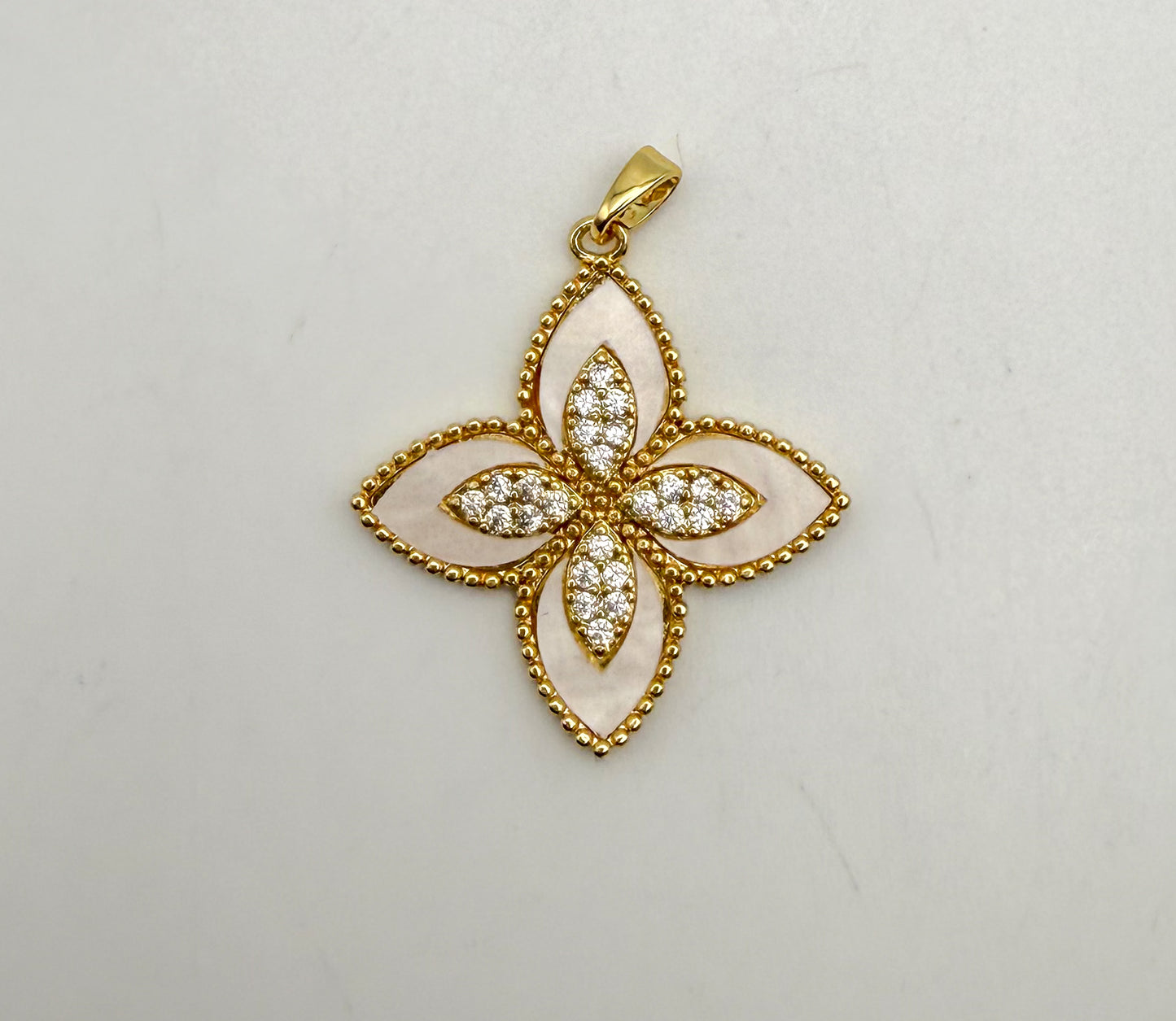 LV Inspired Clover Design Pendants with Natural Shell Inserts