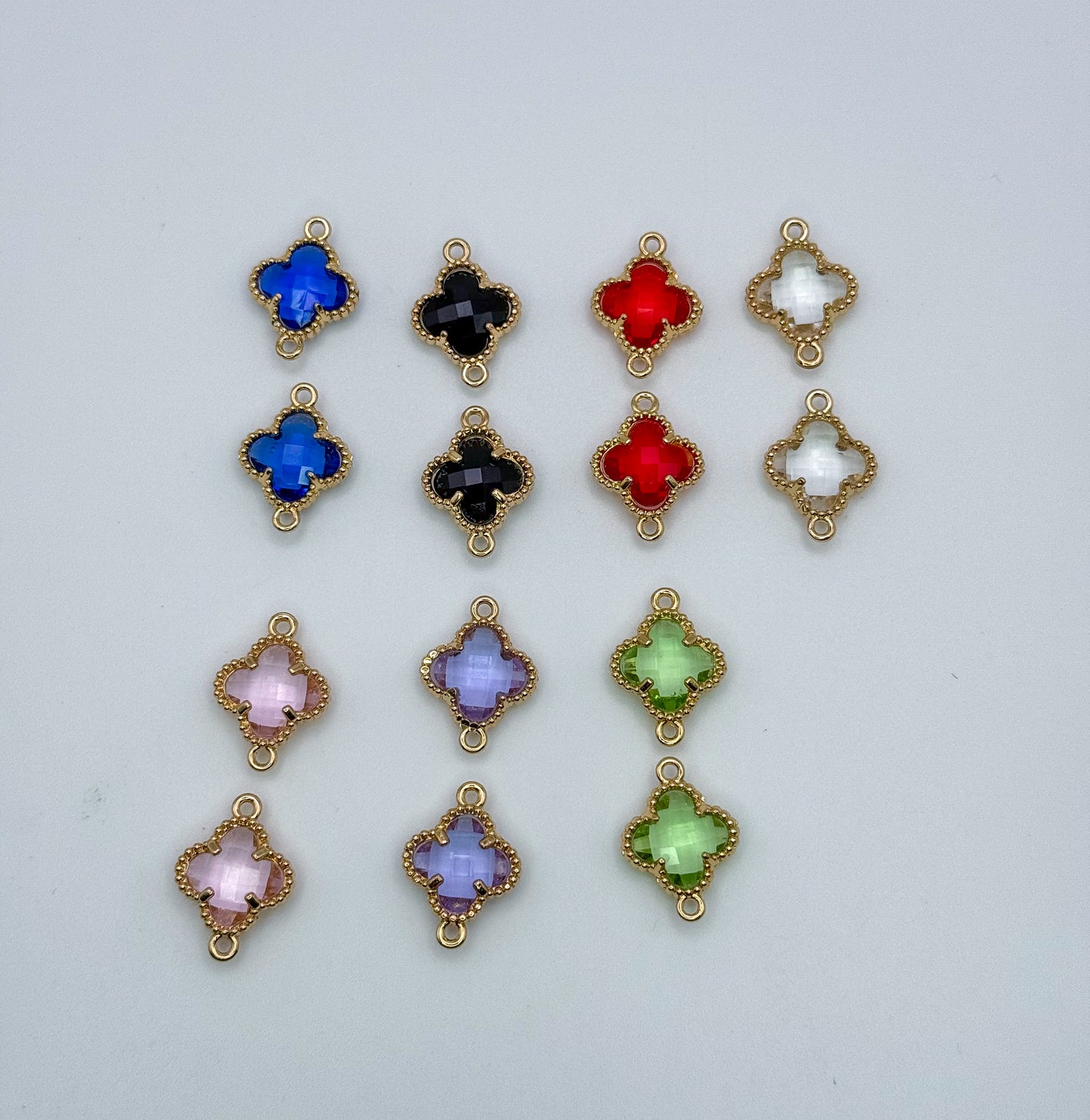 Colorful Lucky Clover Glass Charm Connectors