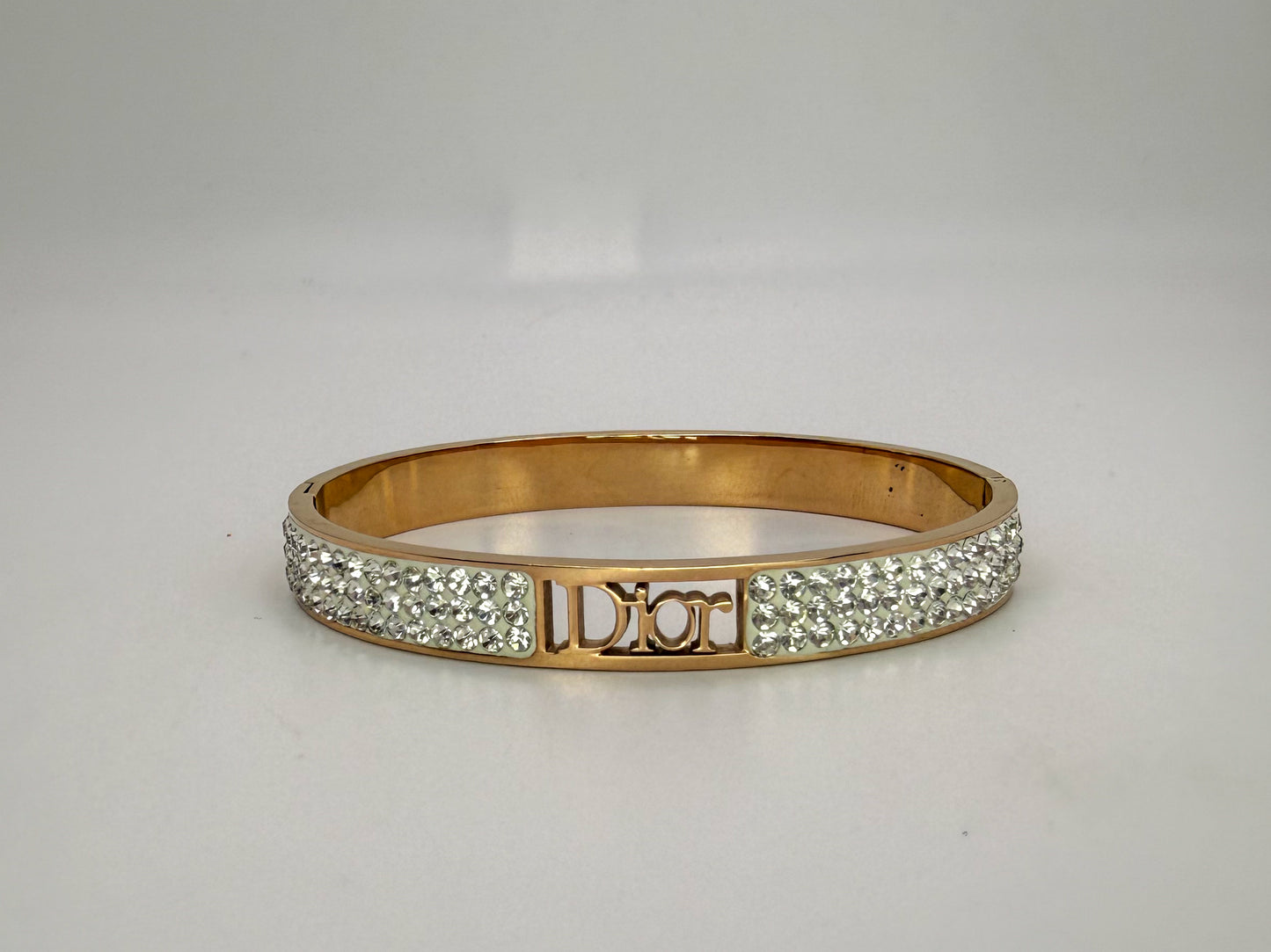 Gold Sparkly Dior Stainless Steel Bangle Bracelet