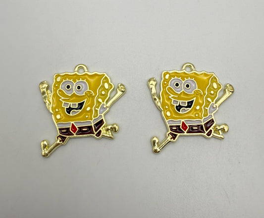 Gold Sponge Bob Metal DIY Charms