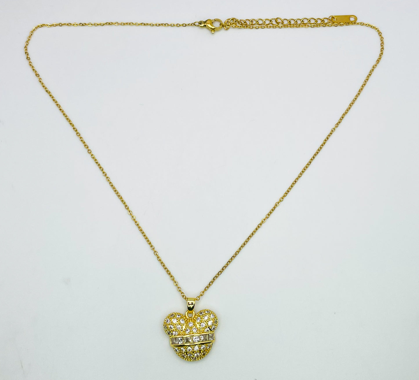 Bling Out Micky Head S925 Sterling Gold & Silver Necklace