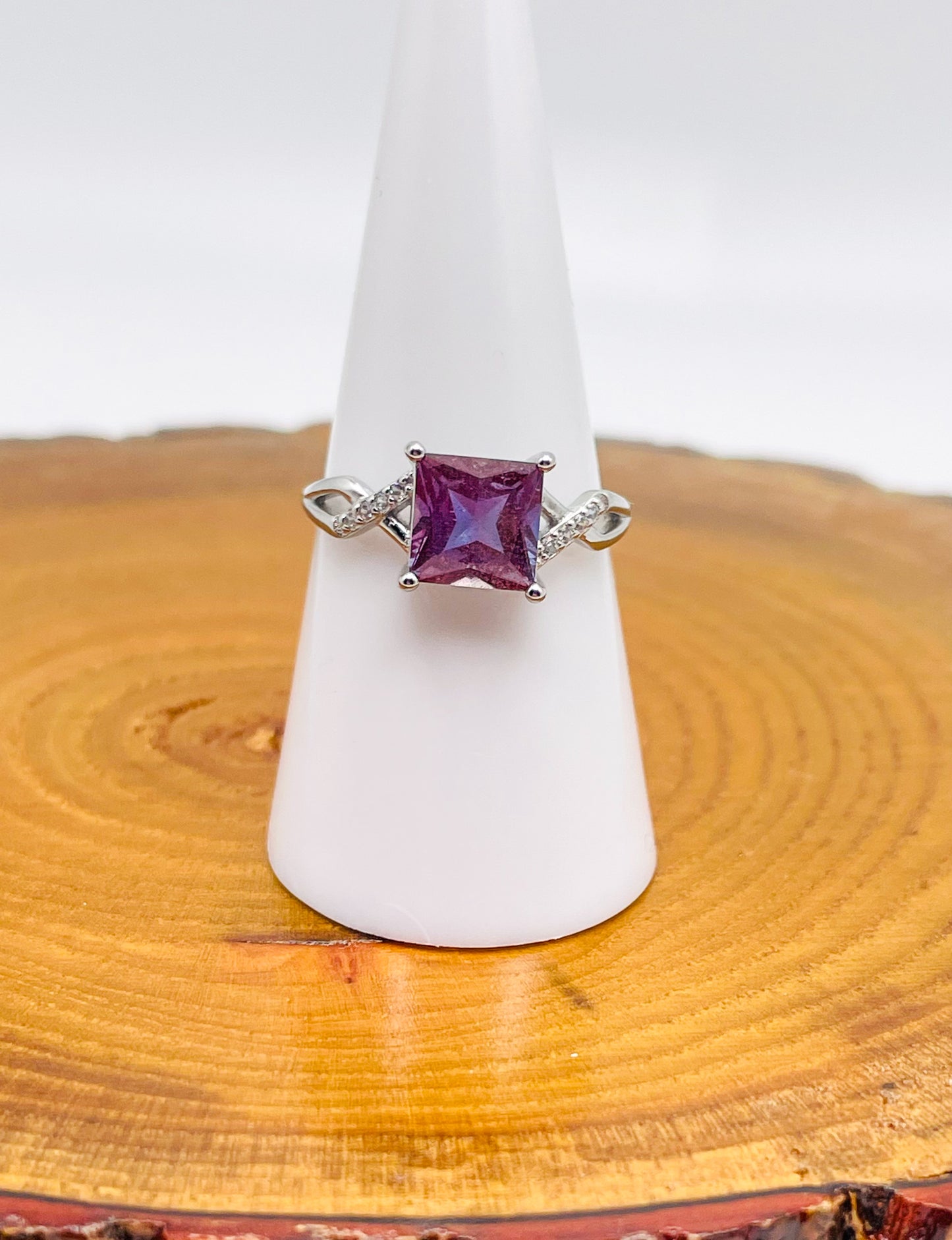 Sterling Silver Alexandrite Square Infinity Adjustable Ring