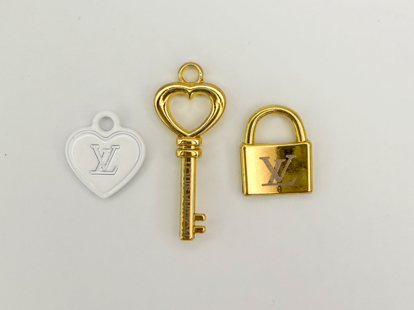 High Quality LV Inspired Lock N Key, Heart Colorful Metal Charm sets