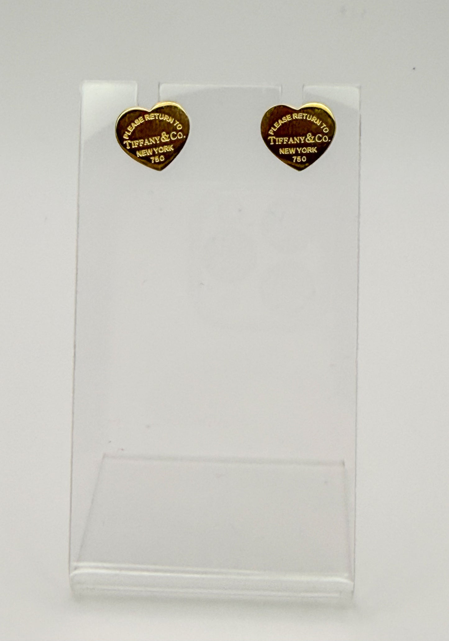 Gold Stainless Steel T&Co. Heart Stud Earrings