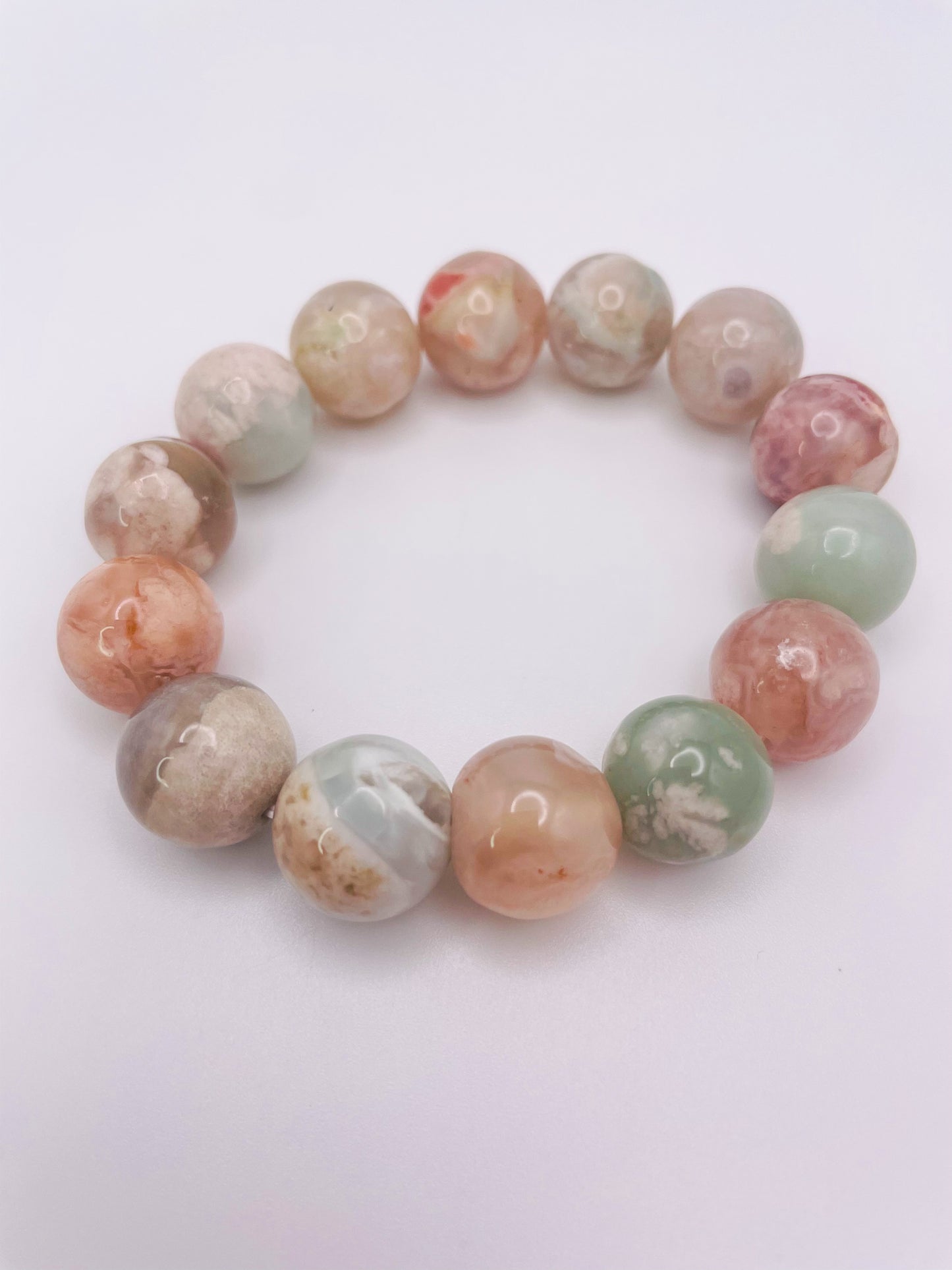 Natural Sakura Flower Agate Crystal Bracelet