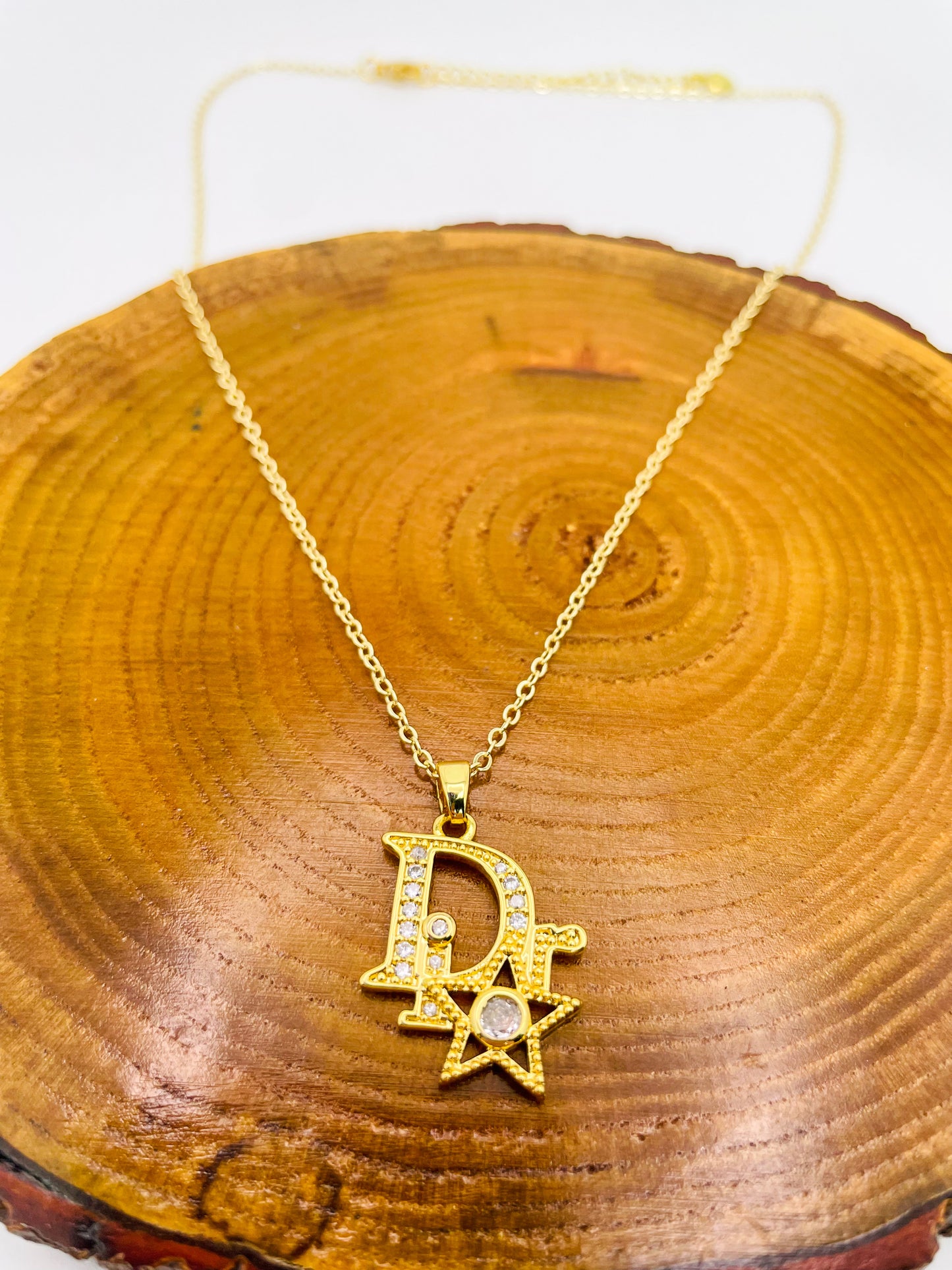 16k Gold Filled D Brand Pendant Necklace