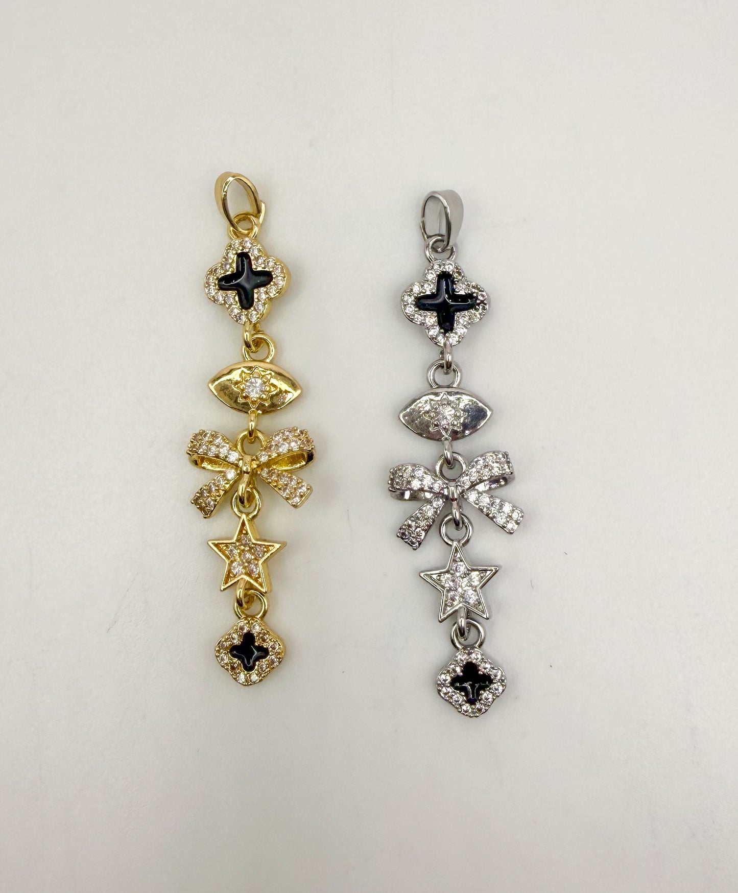 Gold & Silver Clover Dangling Charms Pendant
