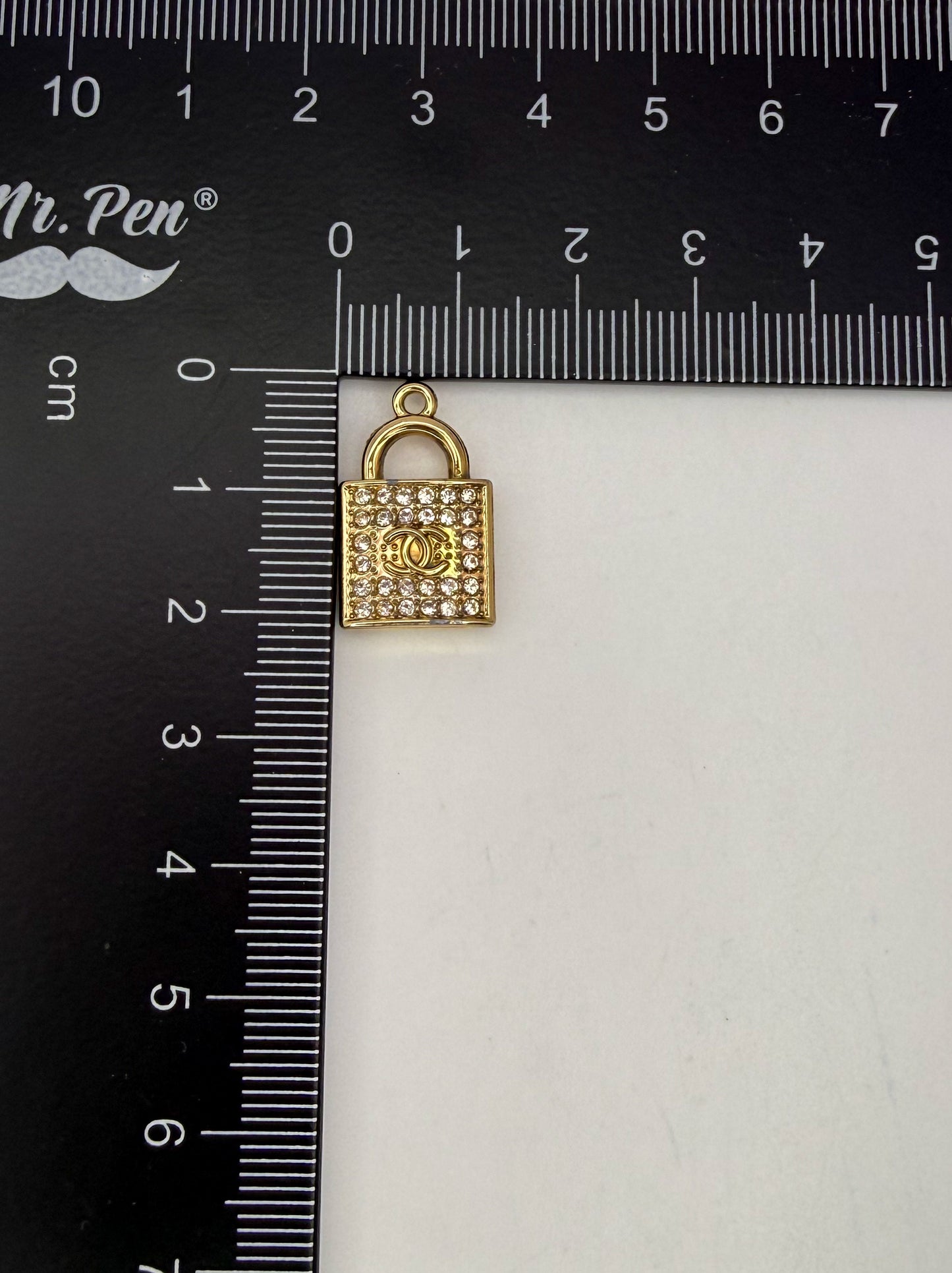 CC Rhinestone Lock Metal Charms