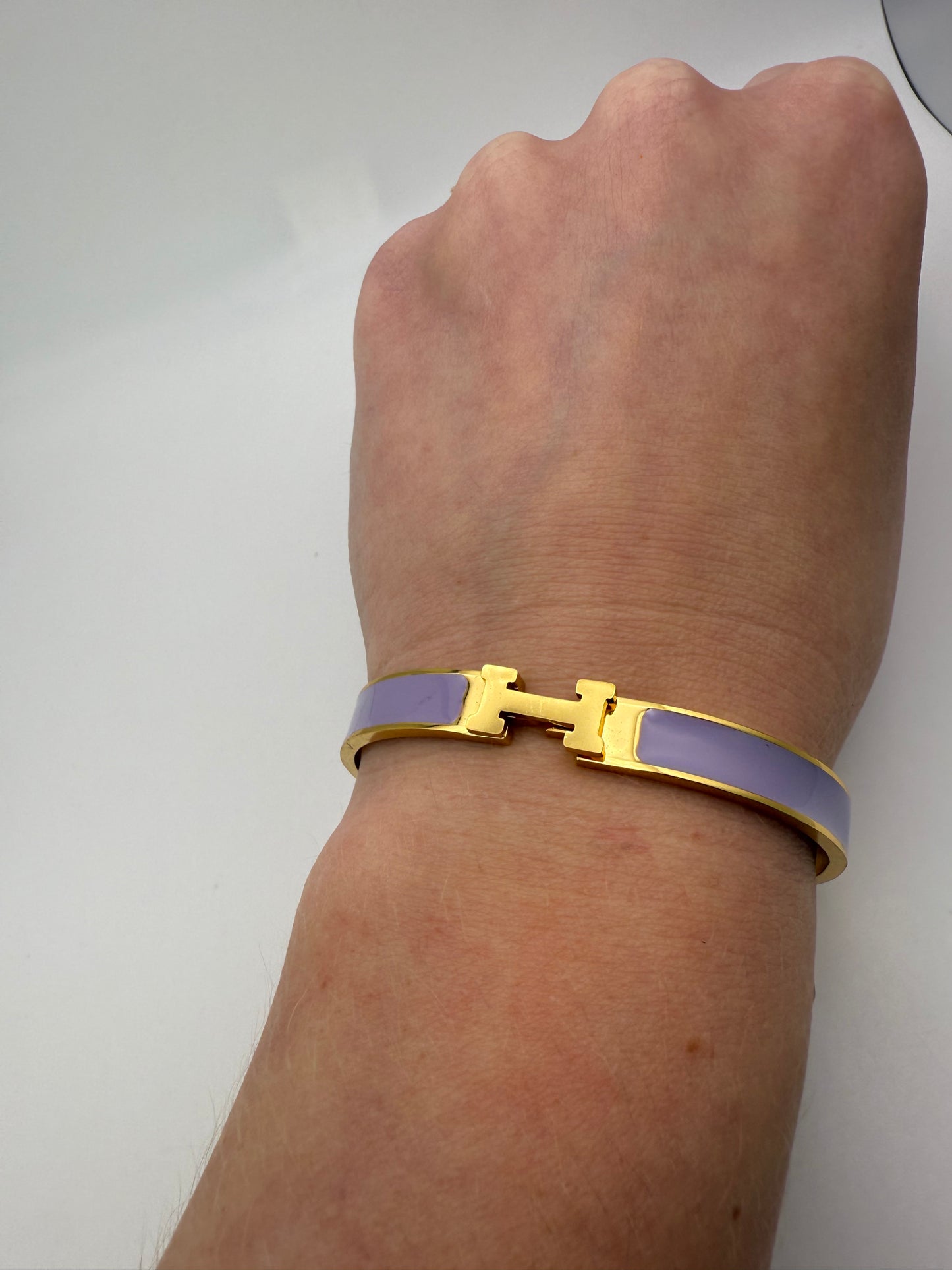 Hermes Designer Gold Stainless Steel Bangle Bracelet
