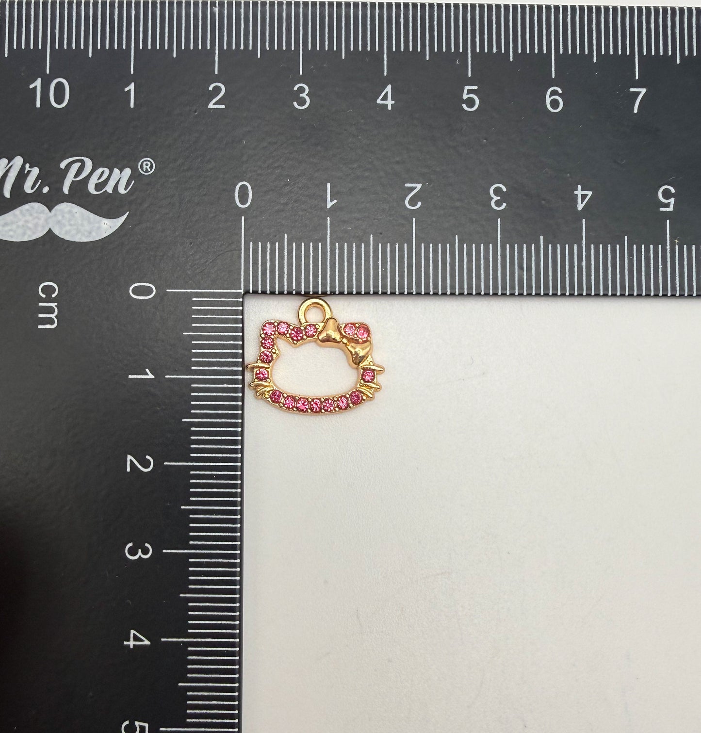 Gold HK Head Pink Rhinestone covered Metal Charm