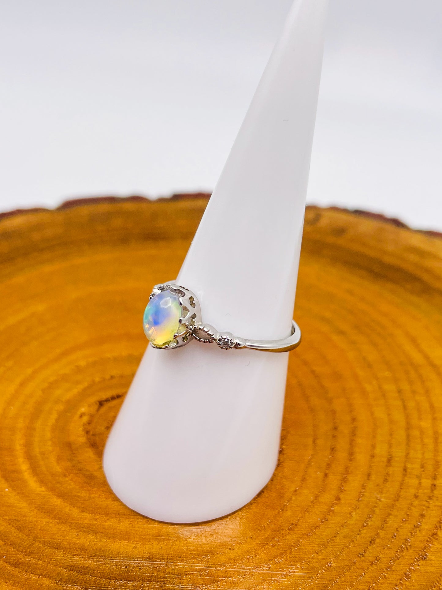 Sterling Silver HQ Opal Uniquely Adjustable Ring